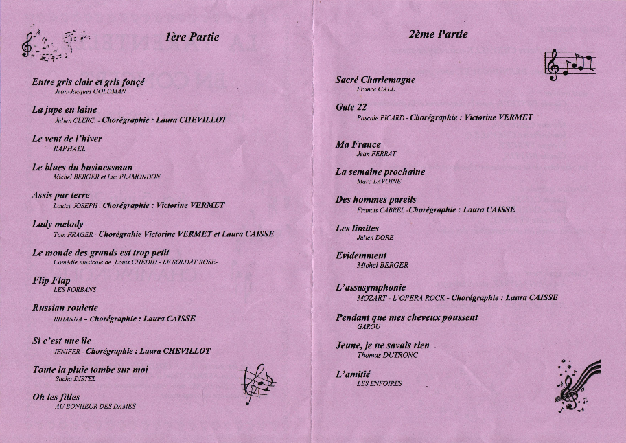 programme du concert 2010