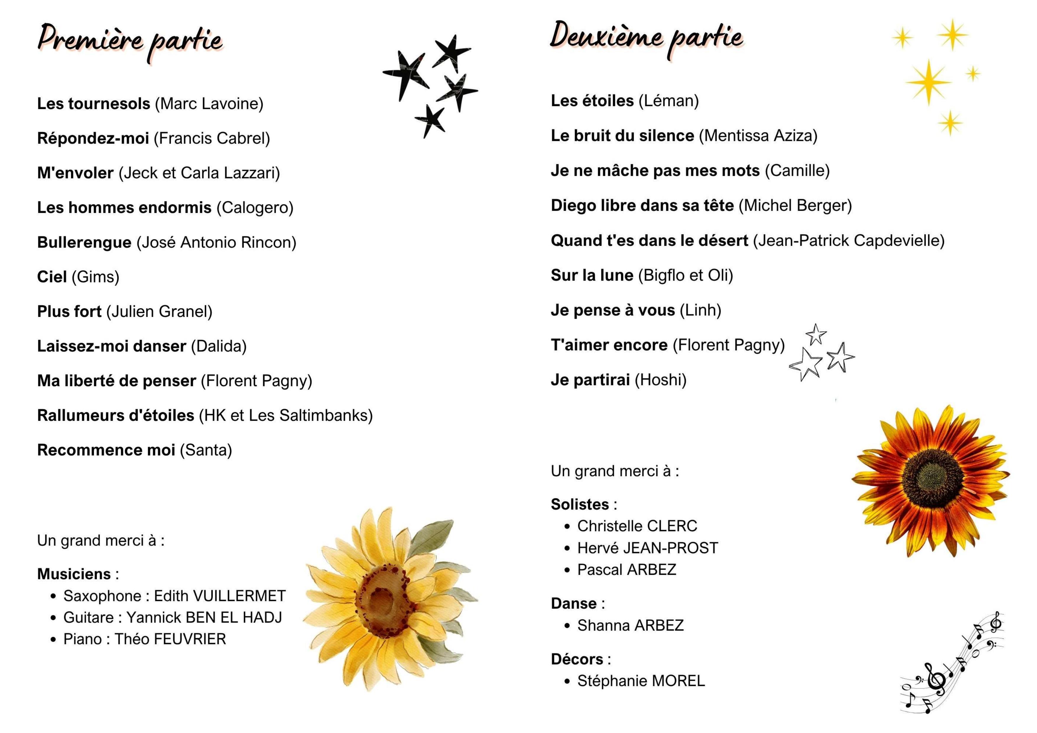 programme du concert 2026